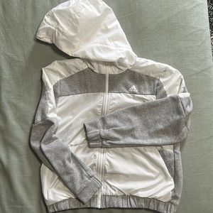 Women’s adidas white & gray windbreaker size medium